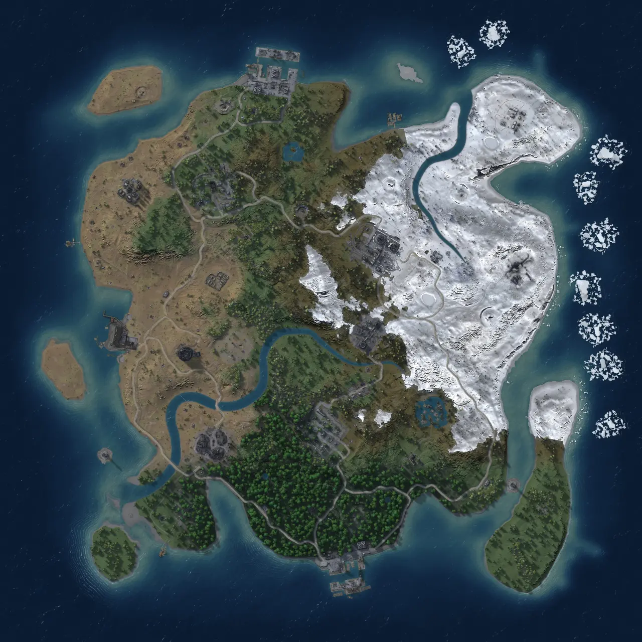 Rust Map: Procedural Map, Size: 3000, Seed: 686549223, 14 Monuments
