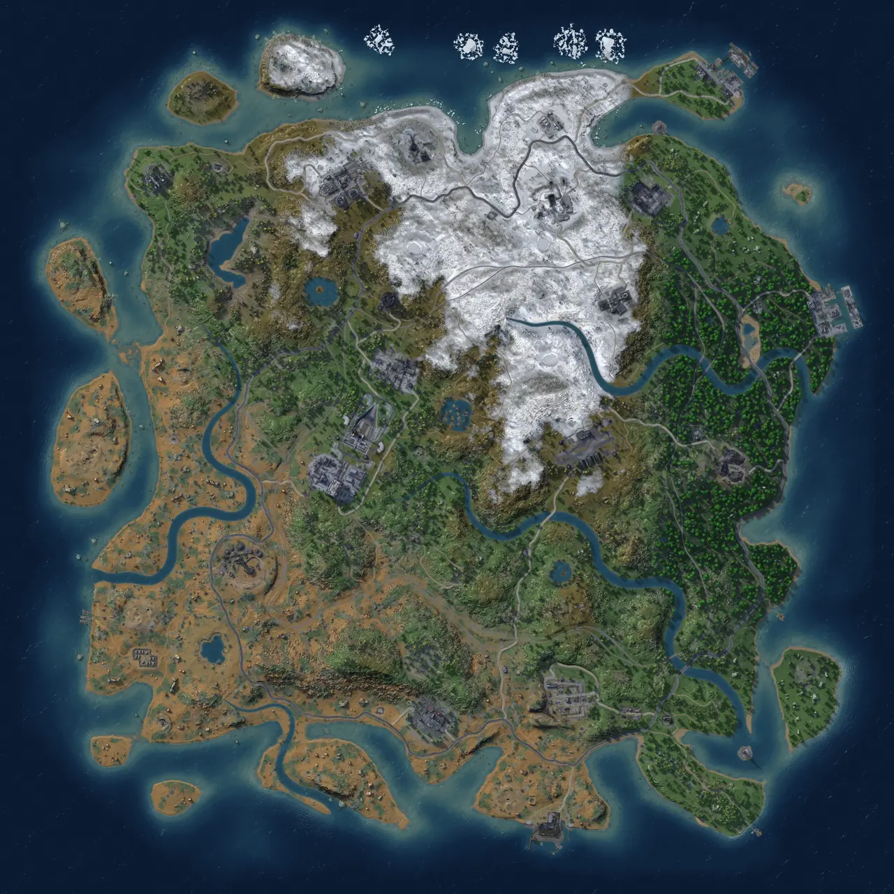 Rust Map: Procedural Map, Size: 4250, Seed: 1759381418, 19 Monuments
