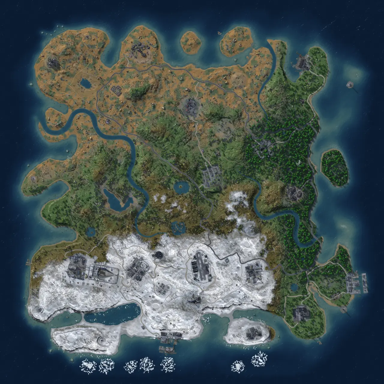 Rust Map: Procedural Map, Size: 4000, Seed: 638795368, 19 Monuments