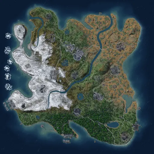 Thumbnail Rust Map: Procedural Map, Size: 3500, Seed: 876816796, 17 Monuments