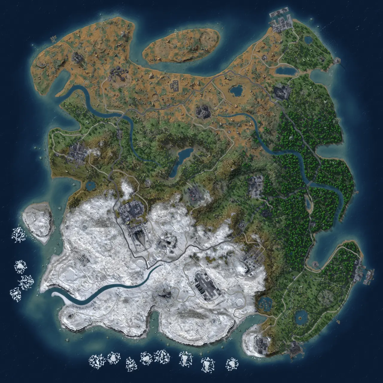 Rust Map: Procedural Map, Size: 4000, Seed: 45678934, 19 Monuments