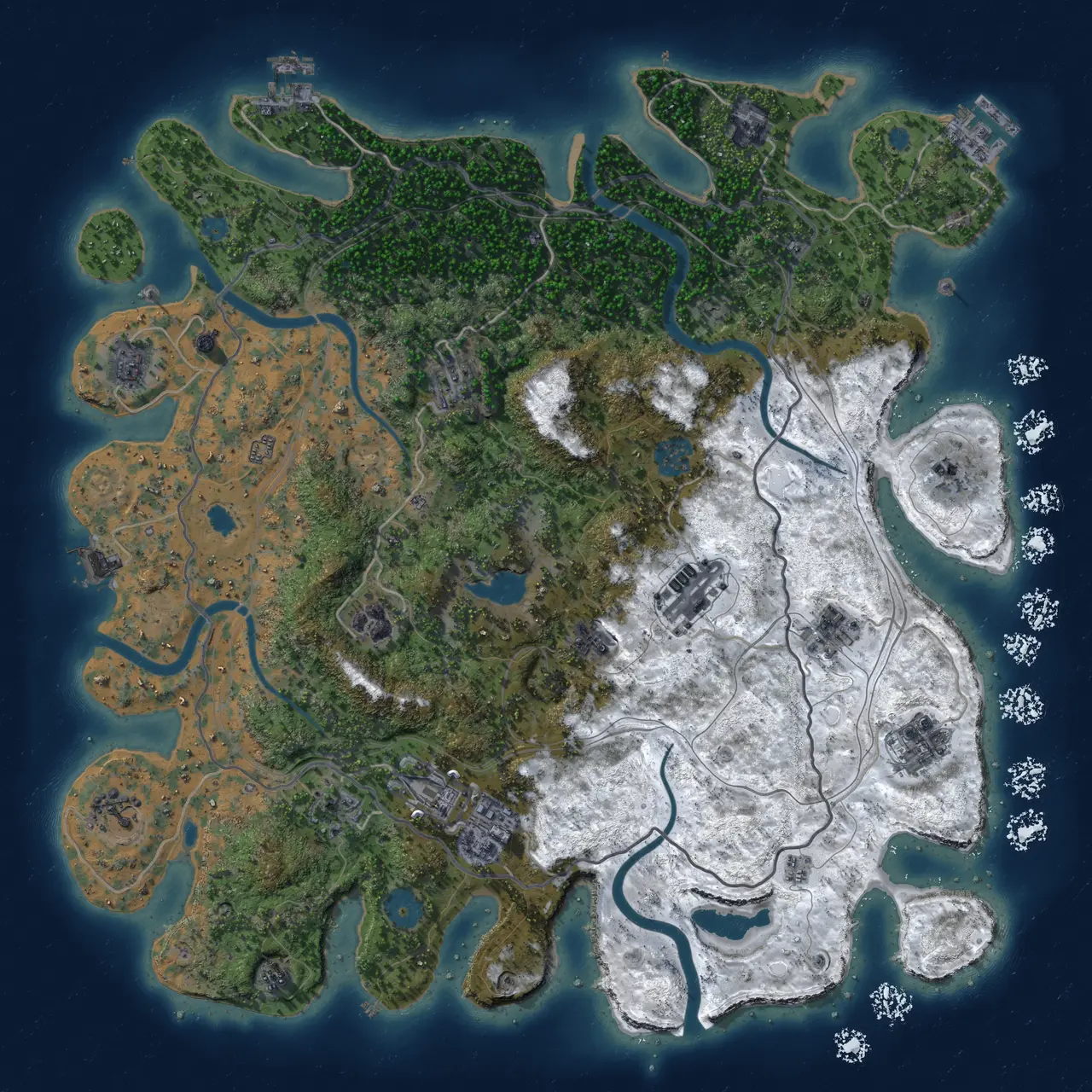 Rust Map: Procedural Map, Size: 4250, Seed: 1287589039, 19 Monuments