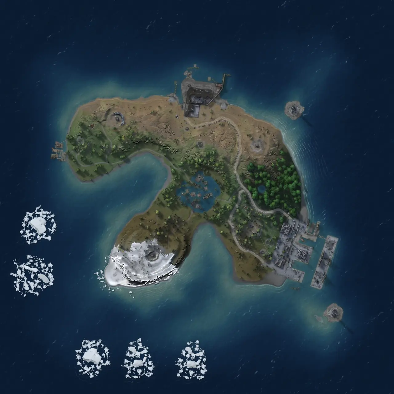 Rust Map: Procedural Map, Size: 1500, Seed: 539147, 5 Monuments