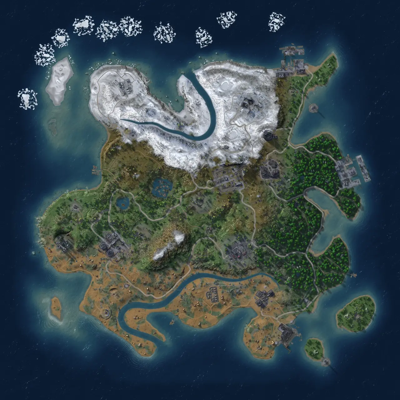 Rust Map: Procedural Map, Size: 3000, Seed: 1234, 14 Monuments
