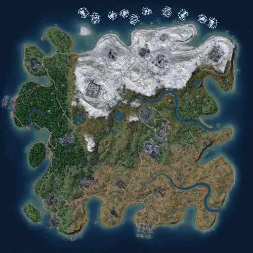 Thumbnail Rust Map: Procedural Map, Size: 3750, Seed: 1, 19 Monuments