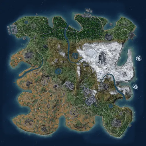 Thumbnail Rust Map: Procedural Map, Size: 3500, Seed: 1310747615, 19 Monuments