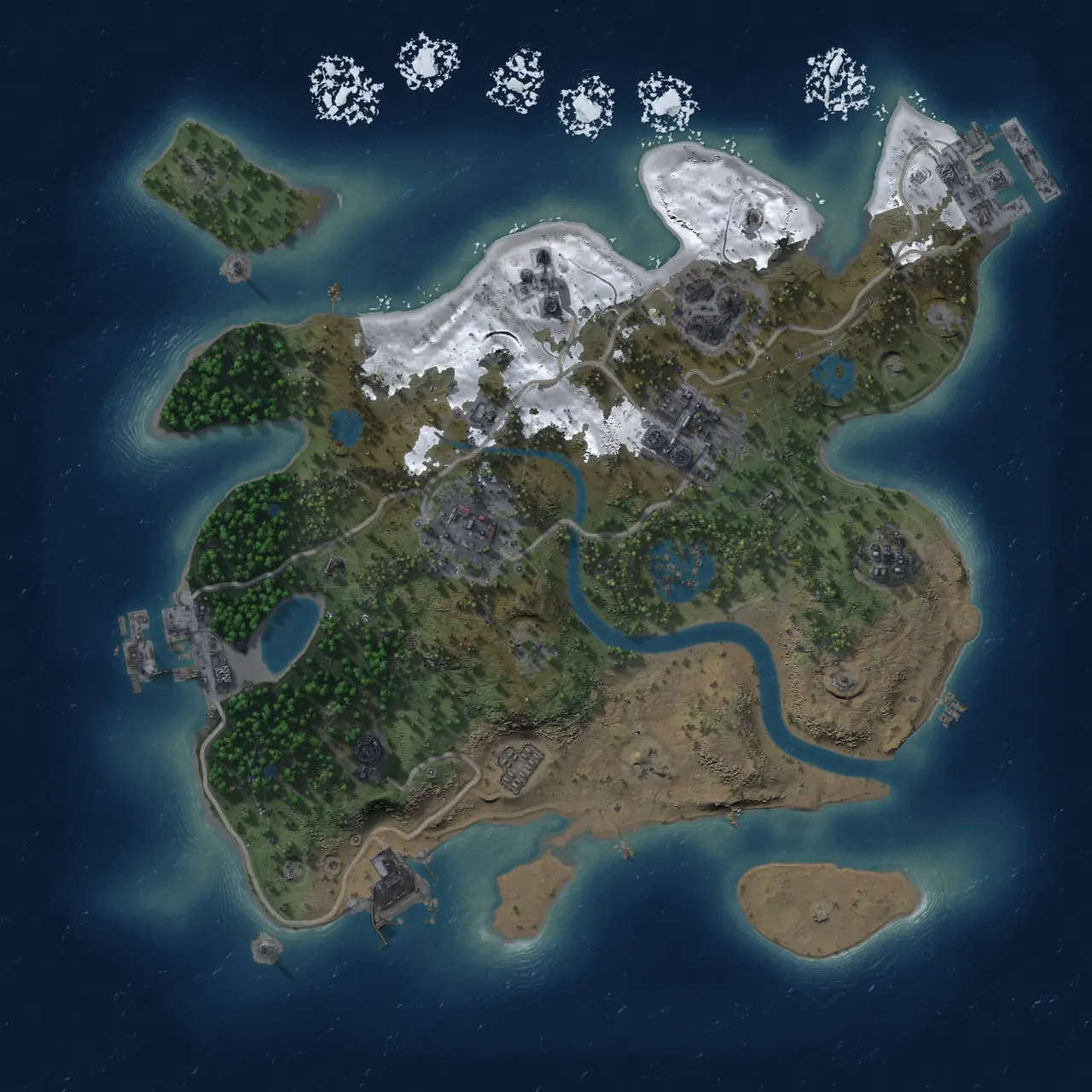Rust Map: Procedural Map, Size: 2500, Seed: 76263, 12 Monuments