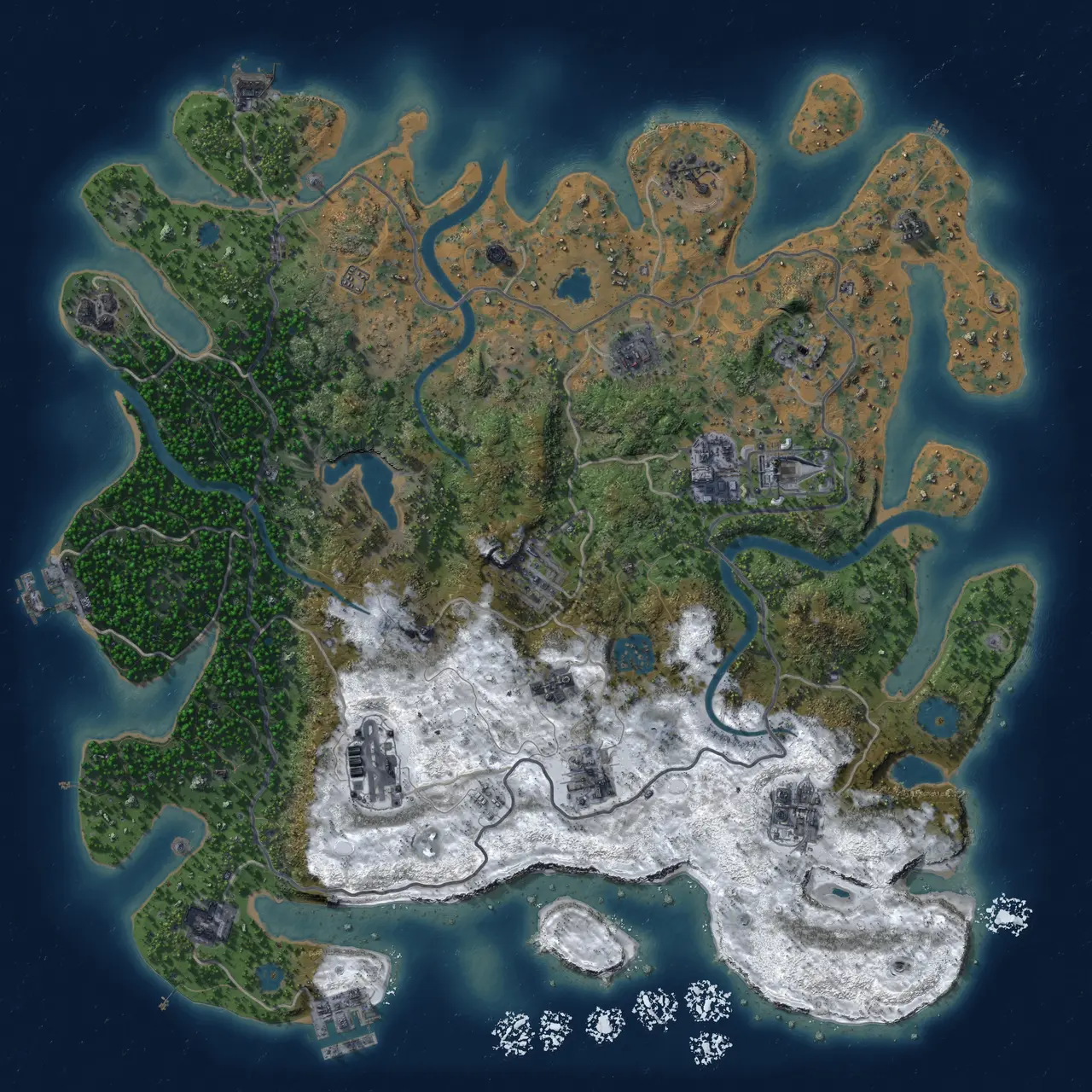 Rust Map: Procedural Map, Size: 4000, Seed: 102070, 19 Monuments