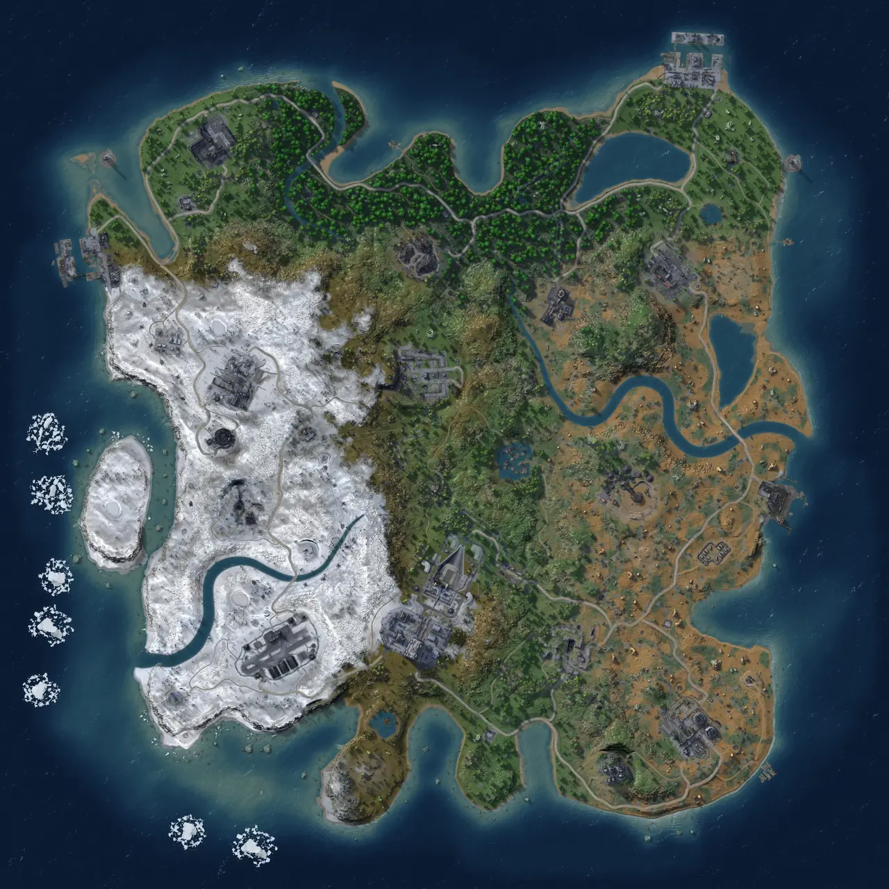 Rust Map: Procedural Map, Size: 3500, Seed: 1829923550, 19 Monuments