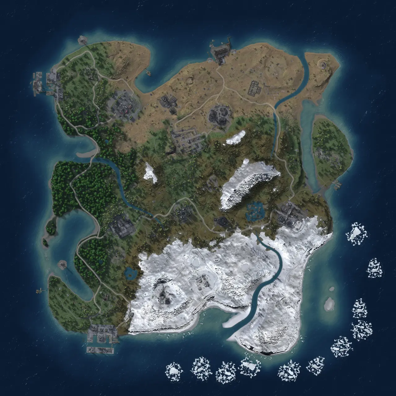 Rust Map: Procedural Map, Size: 3000, Seed: 79015341, 14 Monuments