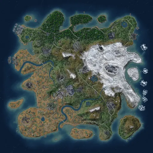 Thumbnail Rust Map: Procedural Map, Size: 3800, Seed: 1337, 19 Monuments