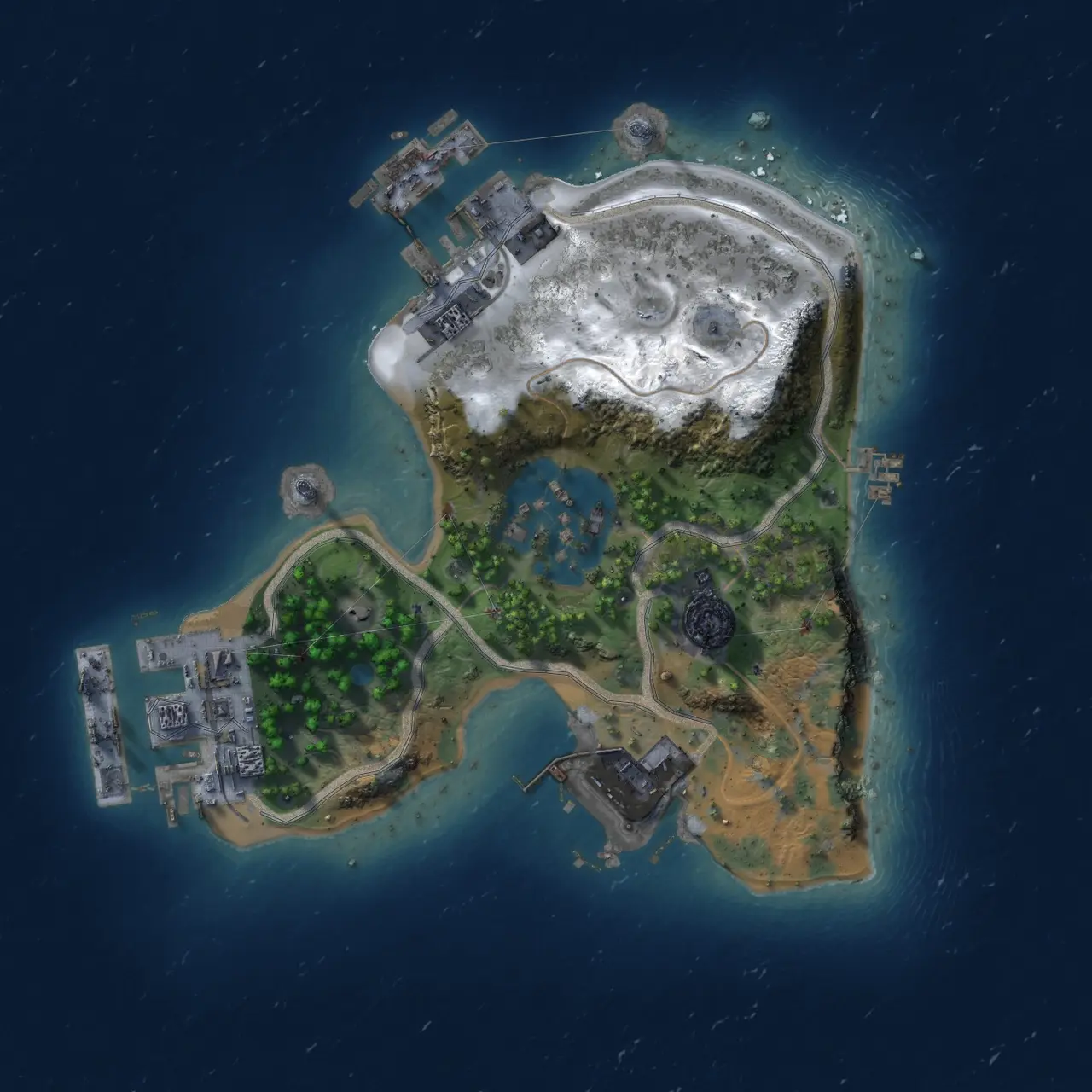 Rust Map: Procedural Map, Size: 1400, Seed: 1, 7 Monuments