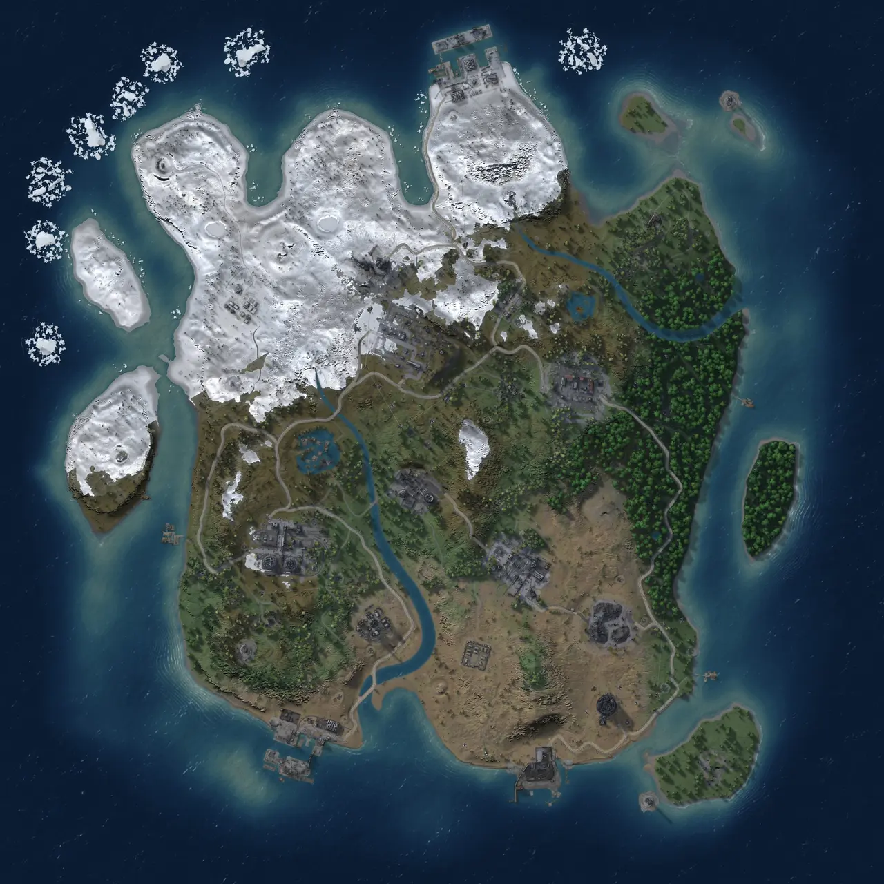 Rust Map: Procedural Map, Size: 3000, Seed: 1388350753, 15 Monuments