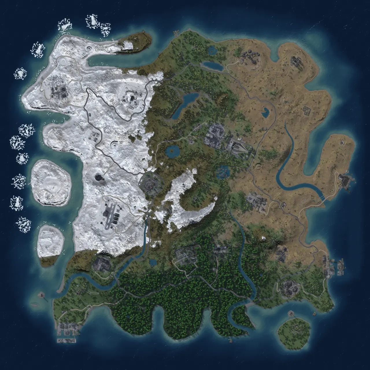 Rust Map: Procedural Map, Size: 4000, Seed: 724756865, 19 Monuments