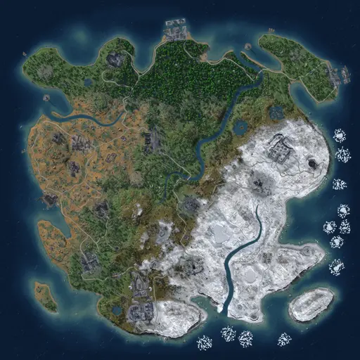 Thumbnail Rust Map: Procedural Map, Size: 3750, Seed: 1339647485, 18 Monuments