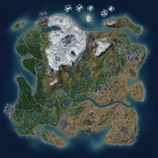 Thumbnail Rust Map: Procedural Map, Size: 3500, Seed: 124720684, 18 Monuments