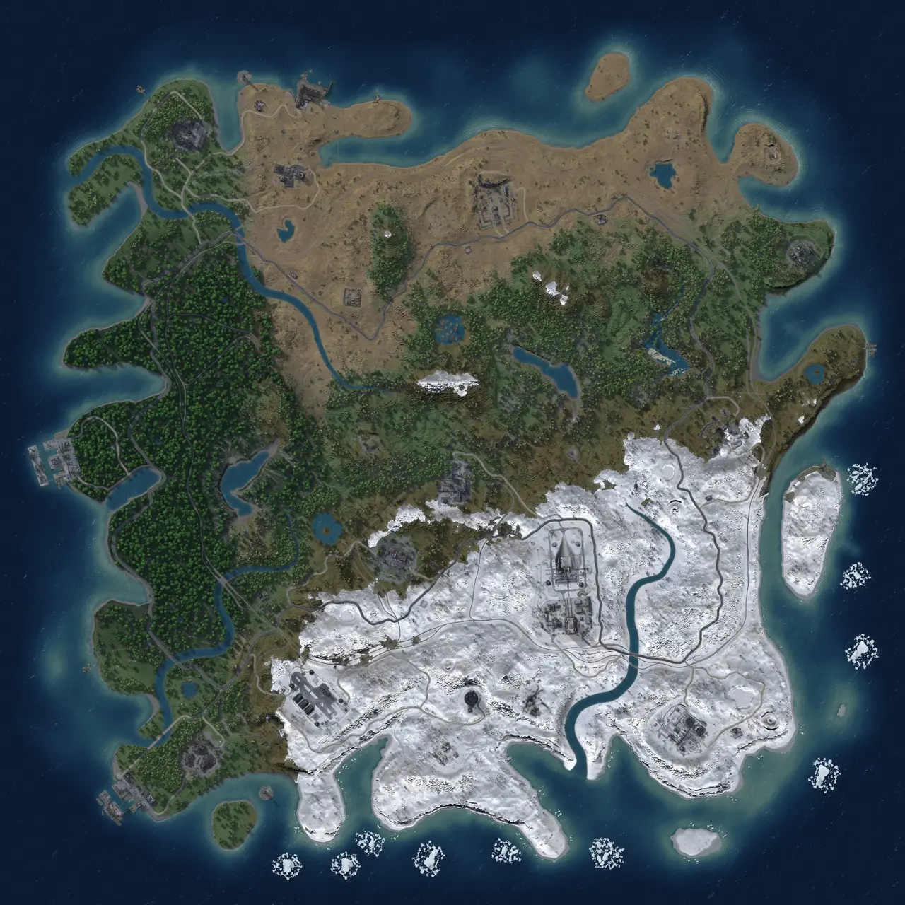Rust Map: Procedural Map, Size: 4500, Seed: 1000800808, 18 Monuments