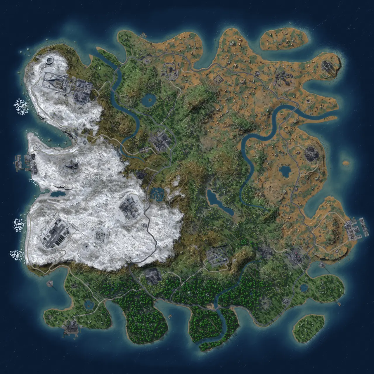 Rust Map: Procedural Map, Size: 4000, Seed: 357279068, 19 Monuments