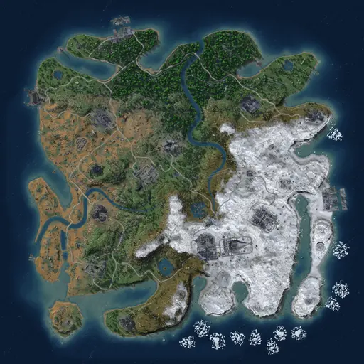 Thumbnail Rust Map: Procedural Map, Size: 3500, Seed: 10, 16 Monuments