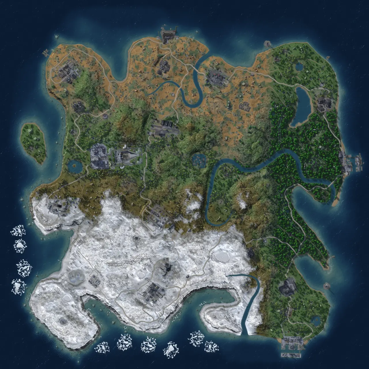 Rust Map: Procedural Map, Size: 3750, Seed: 2147483647, 18 Monuments