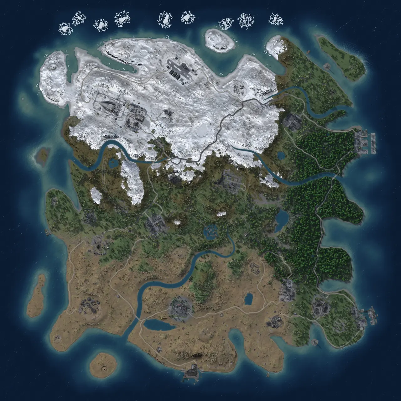 Rust Map: Procedural Map, Size: 4000, Seed: 583721, 19 Monuments
