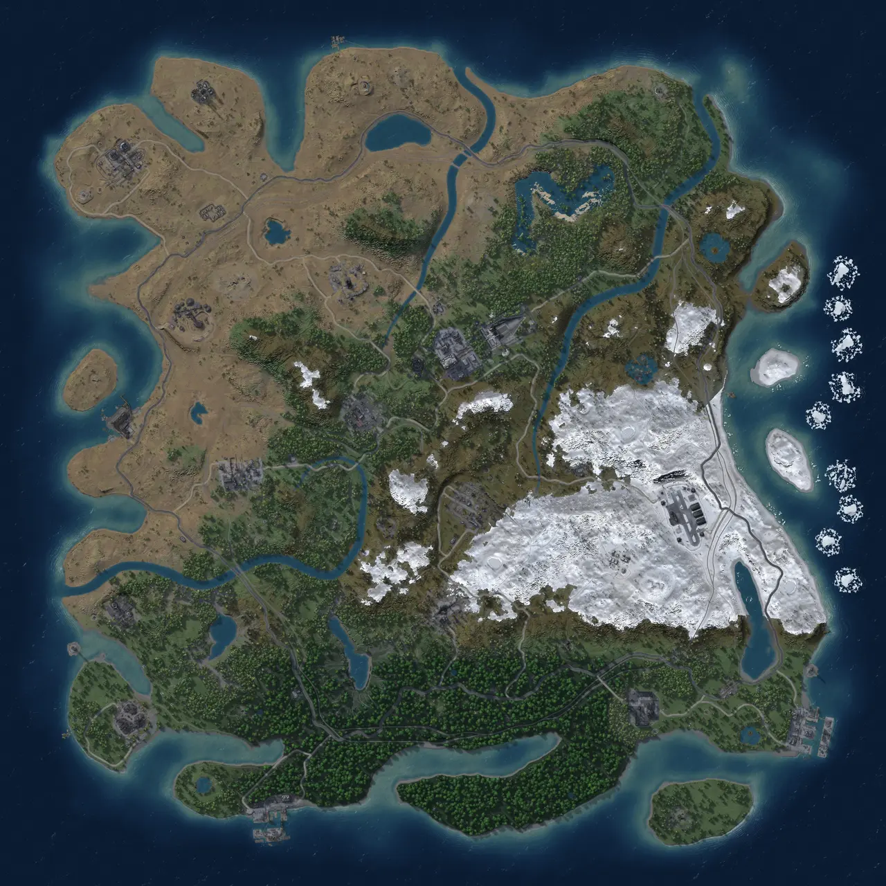 Rust Map: Procedural Map, Size: 4500, Seed: 133856400, 19 Monuments