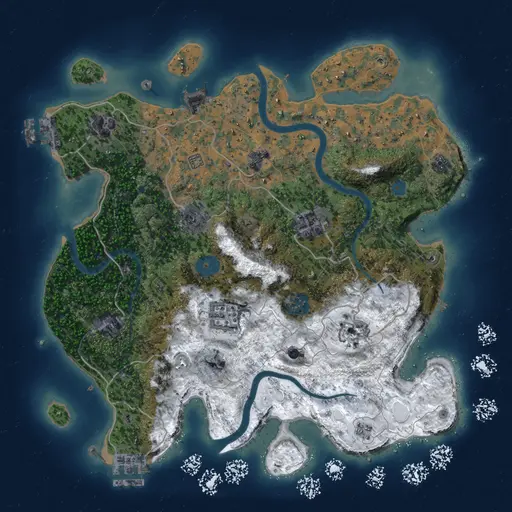 Thumbnail Rust Map: Procedural Map, Size: 3400, Seed: 50000, 15 Monuments