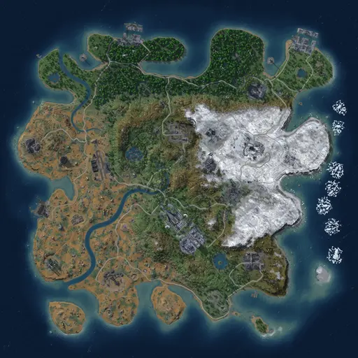 Thumbnail Rust Map: Procedural Map, Size: 3500, Seed: 1935704603, 18 Monuments