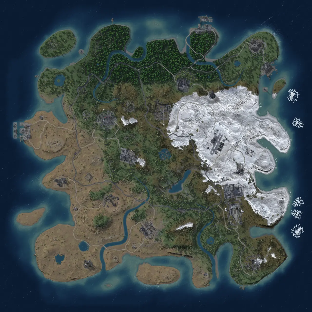 Rust Map: Procedural Map, Size: 4000, Seed: 1337, 19 Monuments