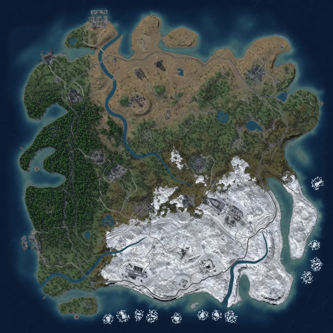 Rust Map: Procedural Map, Size: 4250, Seed: 437001682, 19 Monuments