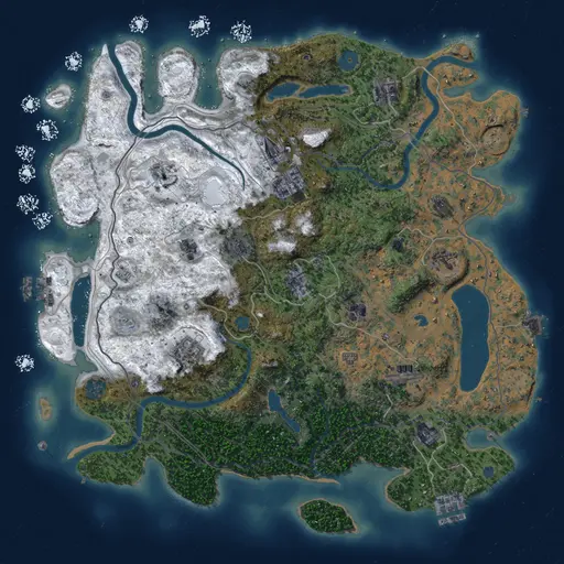 Thumbnail Rust Map: Procedural Map, Size: 4250, Seed: 1899759686, 19 Monuments