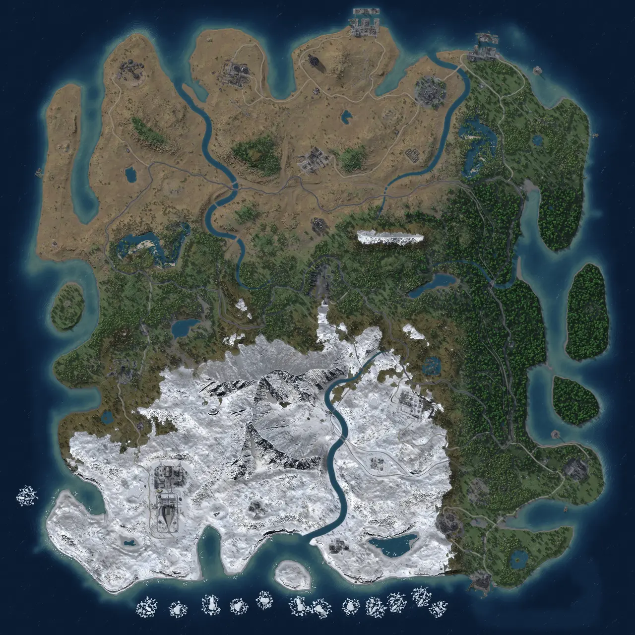 Rust Map: Procedural Map, Size: 5000, Seed: 1929551490, 19 Monuments
