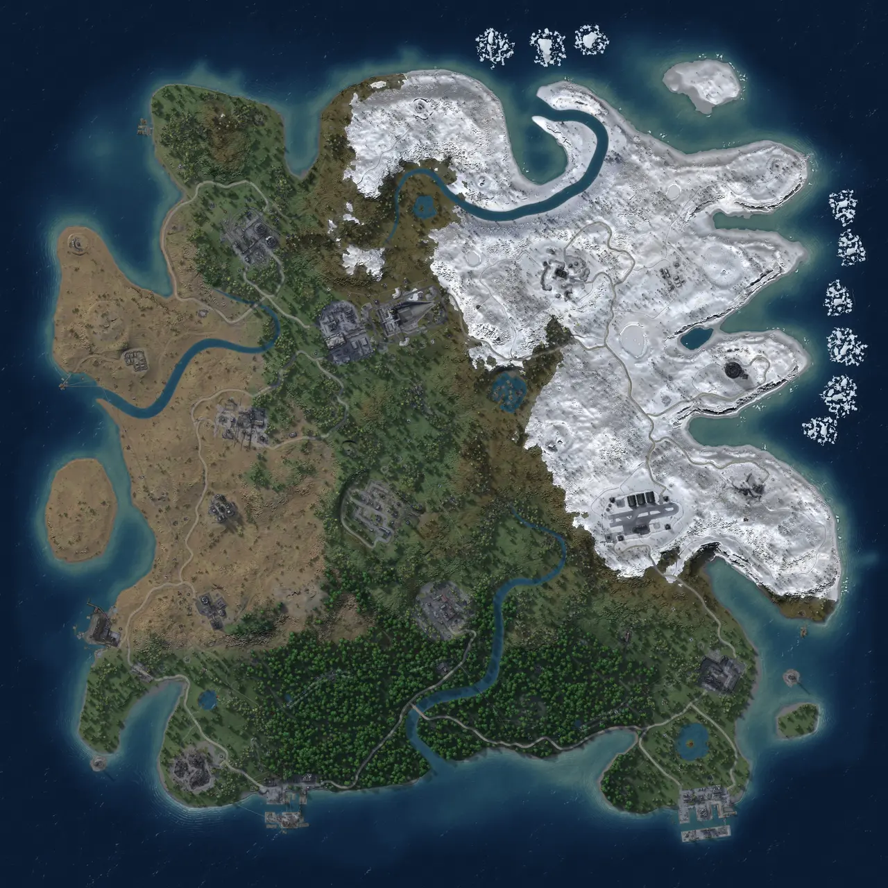 Rust Map: Procedural Map, Size: 3750, Seed: 2090091231, 18 Monuments