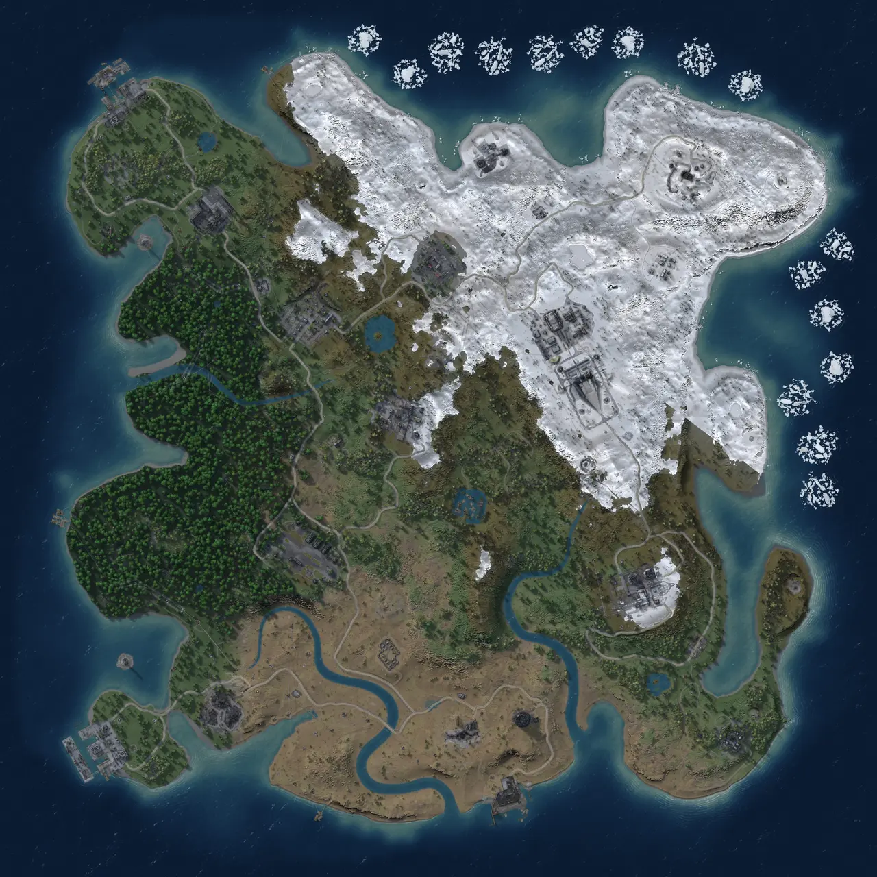Rust Map: Procedural Map, Size: 3750, Seed: 1992729230, 18 Monuments