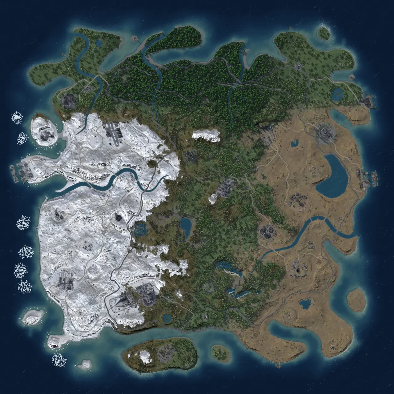 Rust Map: Procedural Map, Size: 4500, Seed: 972563675, 19 Monuments
