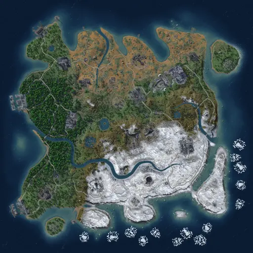 Thumbnail Rust Map: Procedural Map, Size: 3500, Seed: 481981, 18 Monuments