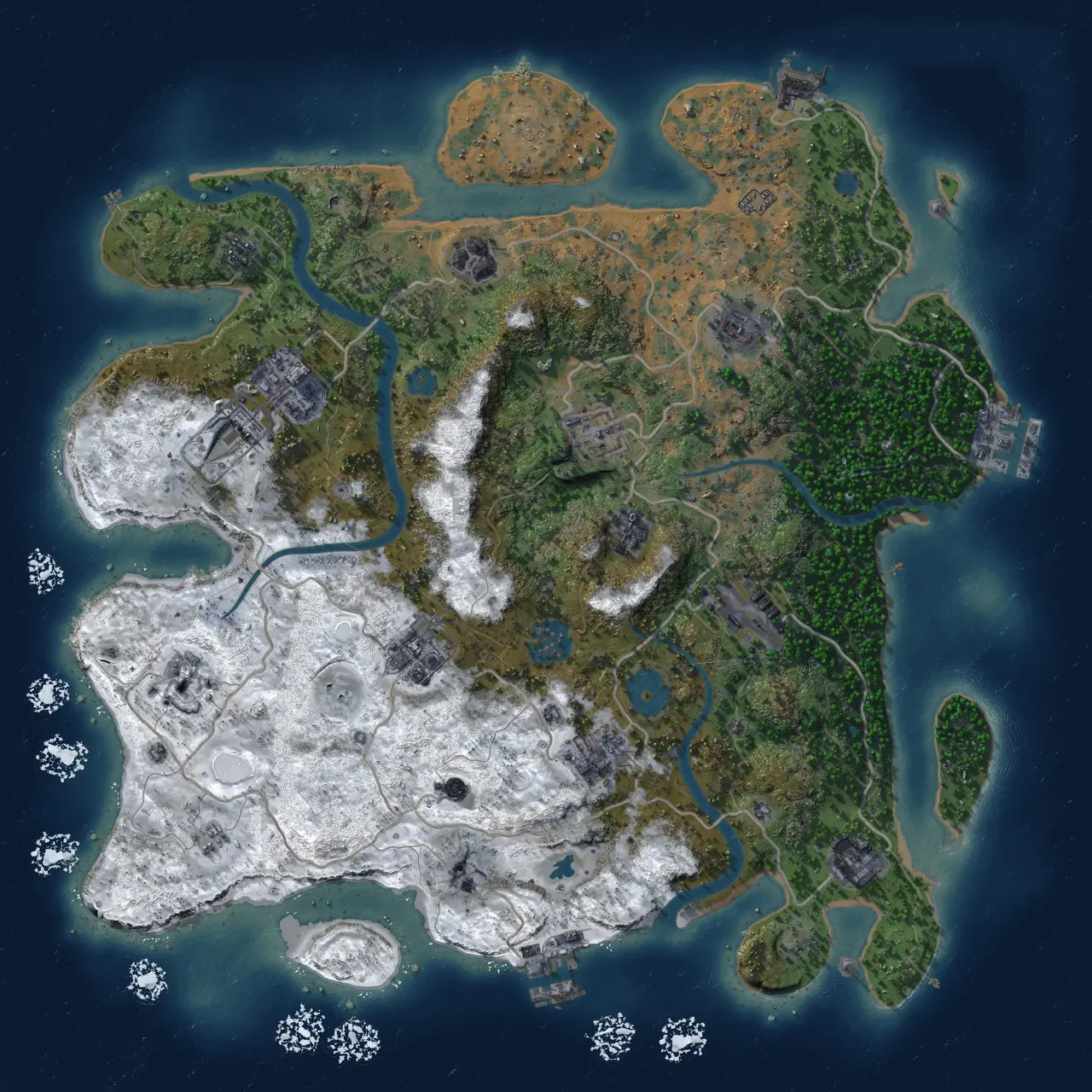 Rust Map: Procedural Map, Size: 3750, Seed: 1623887340, 18 Monuments