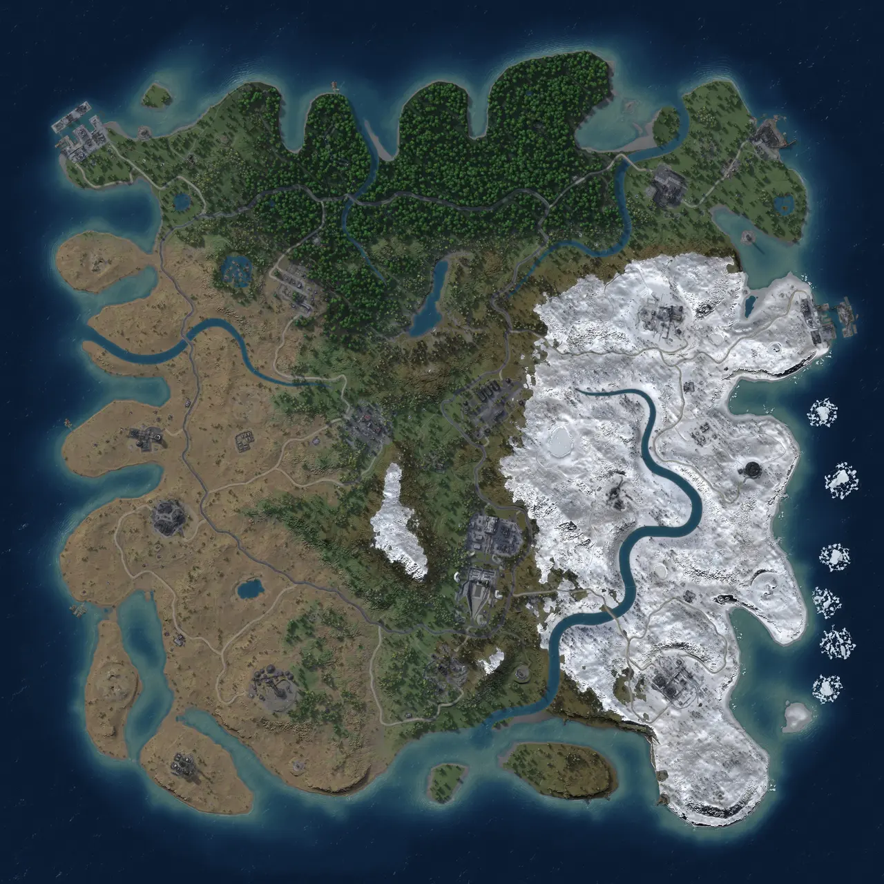 Rust Map: Procedural Map, Size: 4150, Seed: 9871245, 19 Monuments