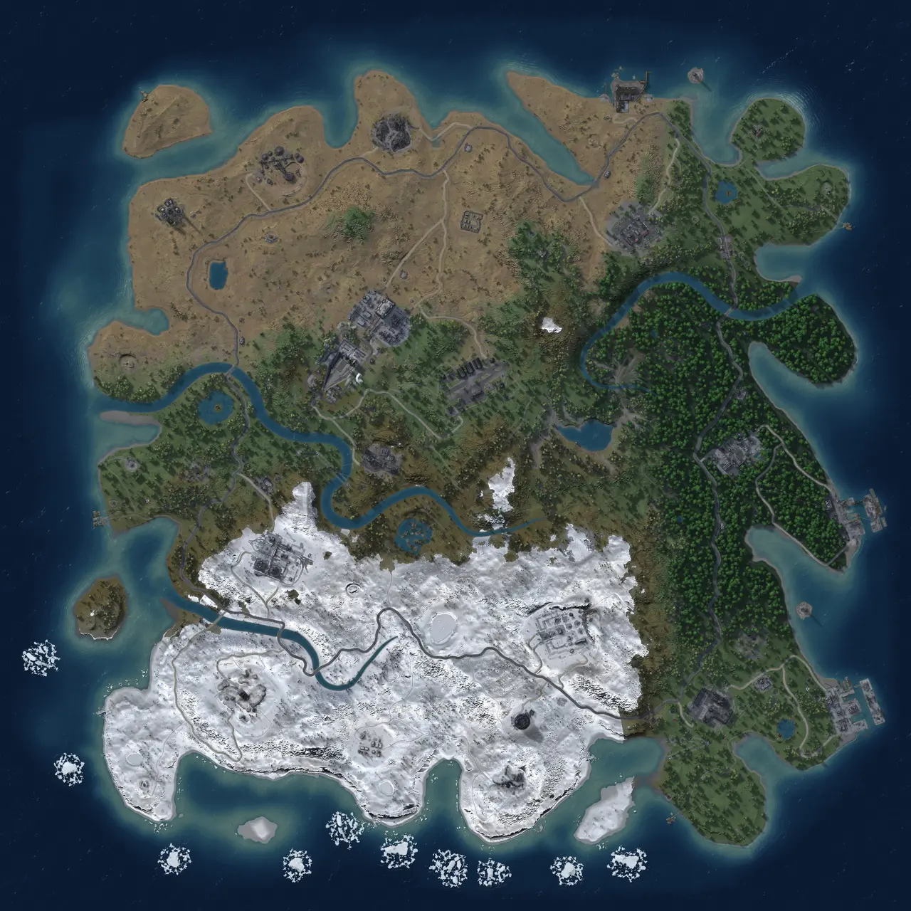 Rust Map: Procedural Map, Size: 4000, Seed: 1424592647, 19 Monuments