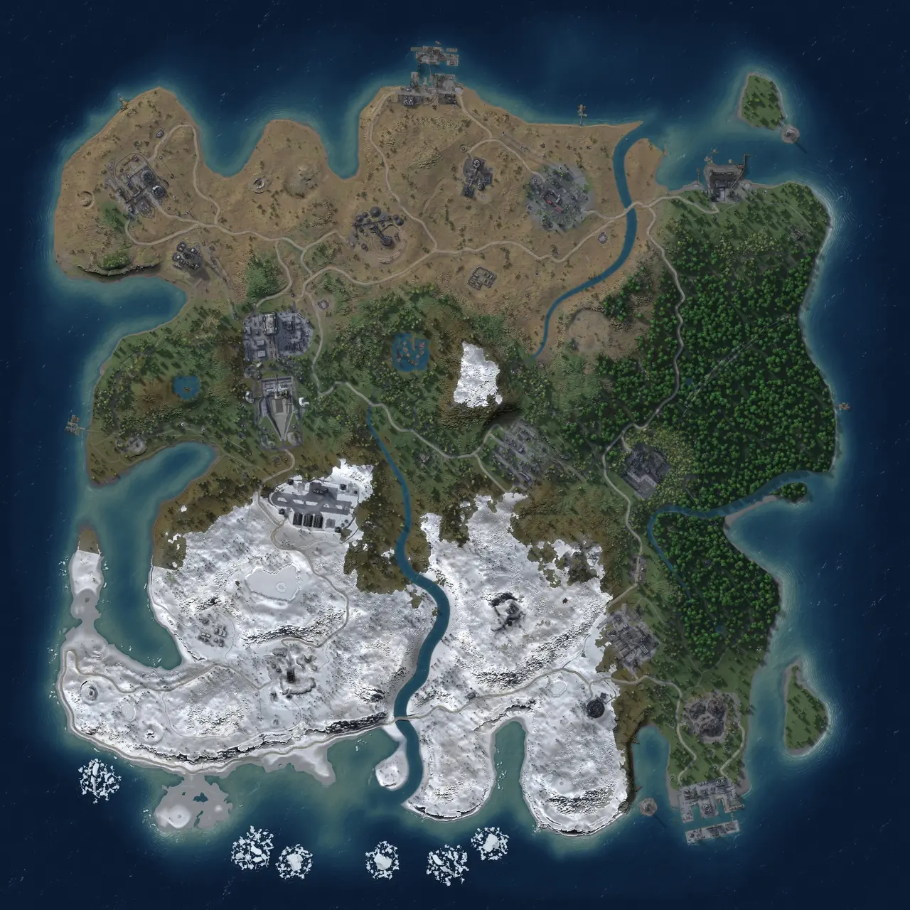 Rust Map: Procedural Map, Size: 3500, Seed: 20260926, 19 Monuments