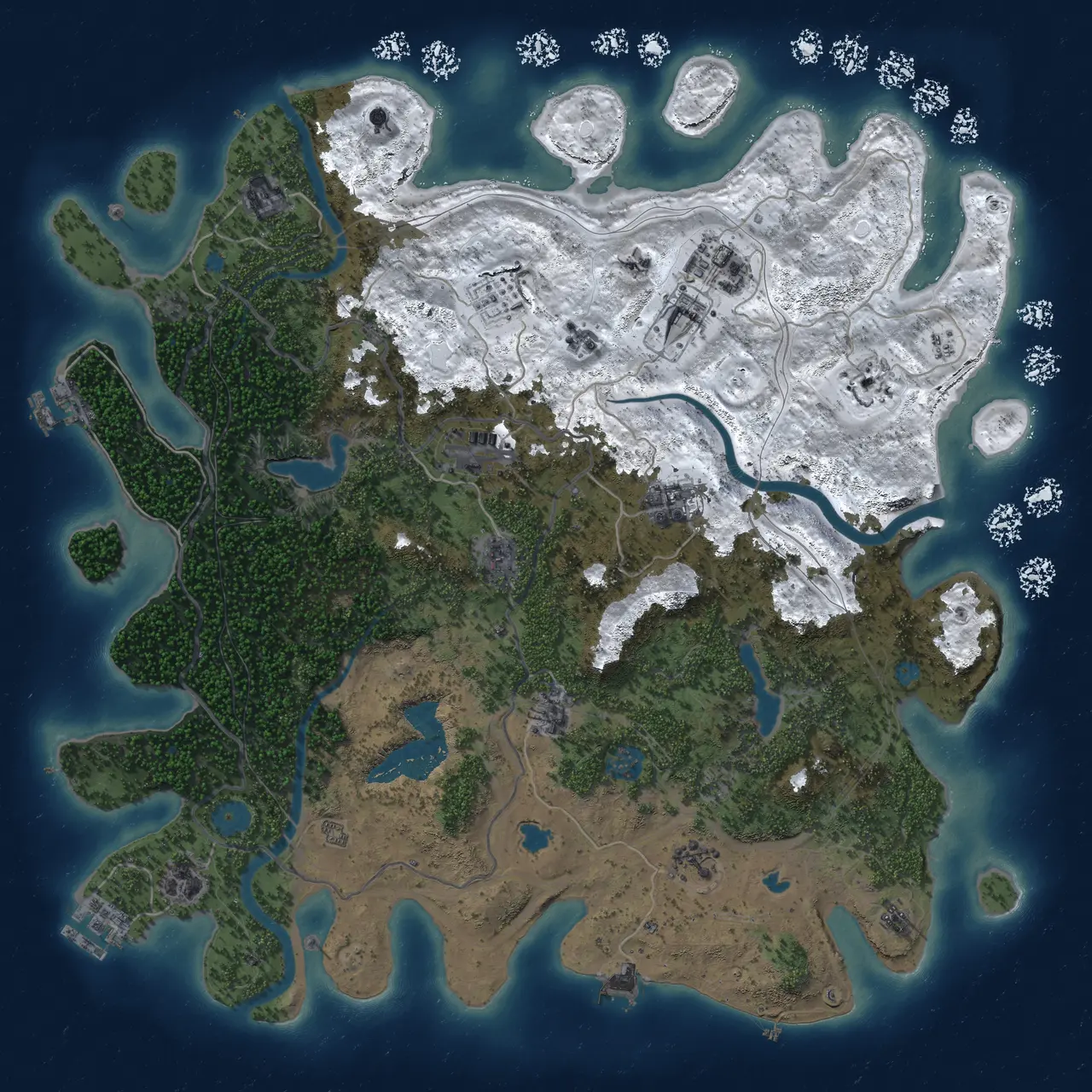 Rust Map: Procedural Map, Size: 4500, Seed: 1750336523, 19 Monuments