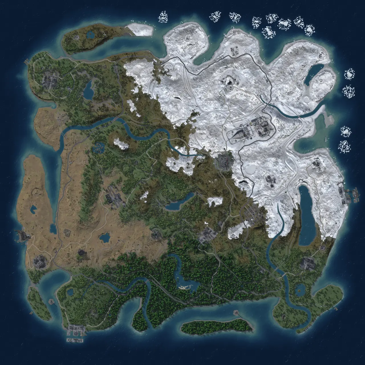 Rust Map: Procedural Map, Size: 4500, Seed: 364229868, 18 Monuments