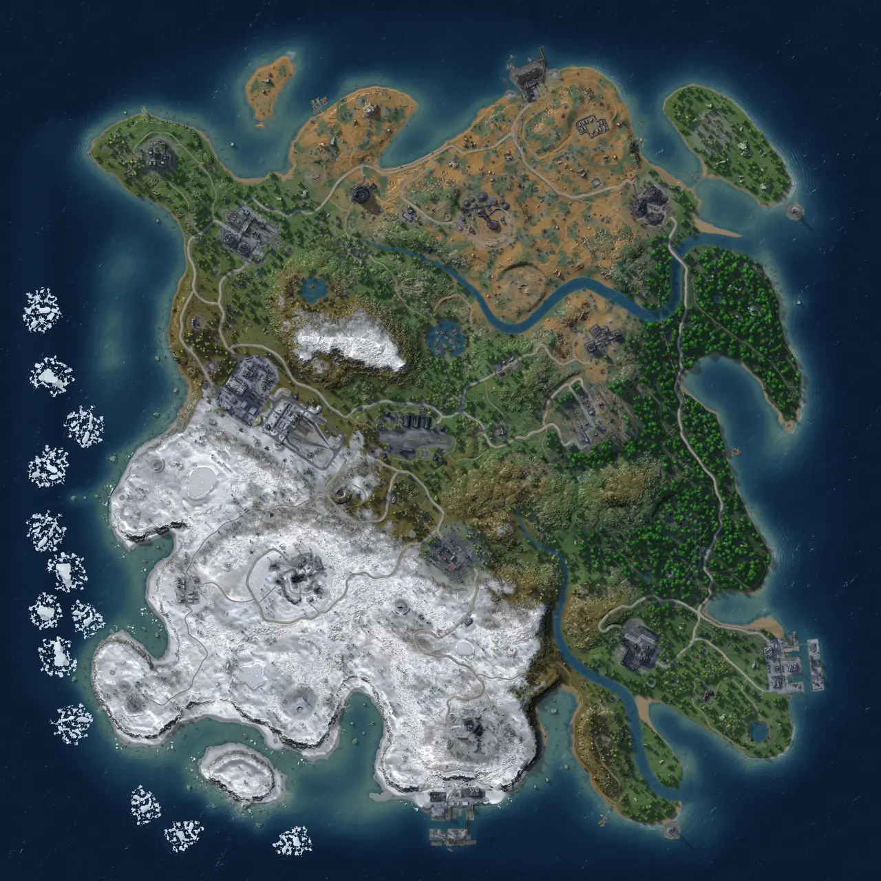 Rust Map: Procedural Map, Size: 3500, Seed: 8888, 18 Monuments