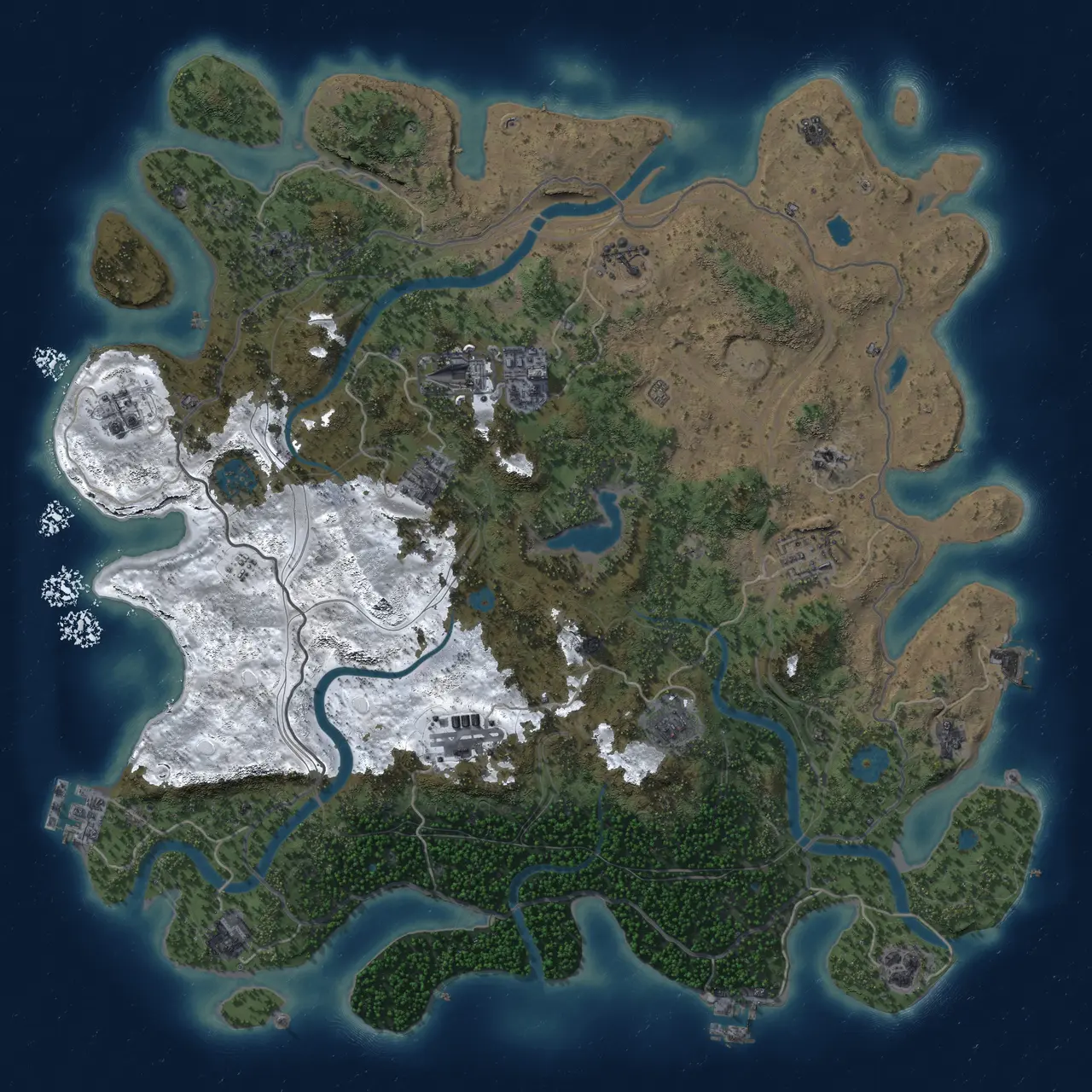 Rust Map: Procedural Map, Size: 4400, Seed: 34568884, 19 Monuments