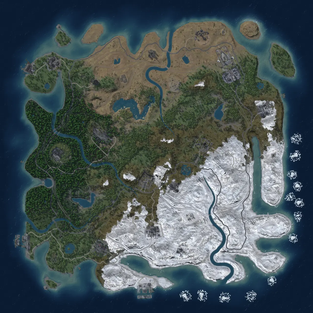 Rust Map: Procedural Map, Size: 4500, Seed: 334048073, 19 Monuments