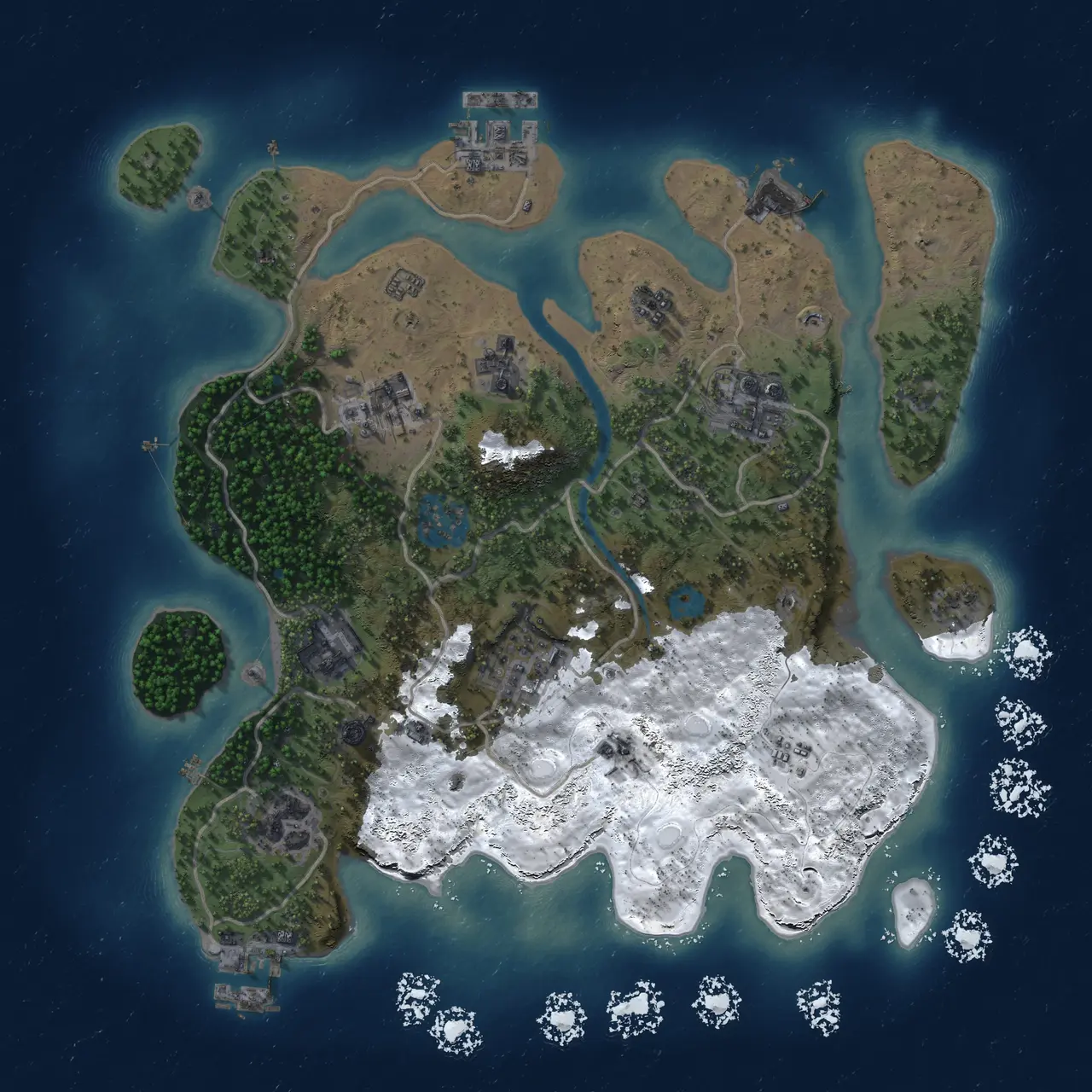Rust Map: Procedural Map, Size: 3000, Seed: 1021301, 14 Monuments