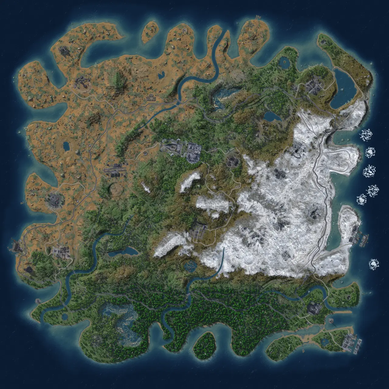 Rust Map: Procedural Map, Size: 5000, Seed: 29883, 19 Monuments