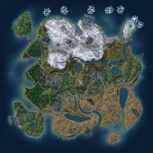 Thumbnail Rust Map: Procedural Map, Size: 3000, Seed: 815691389, 14 Monuments