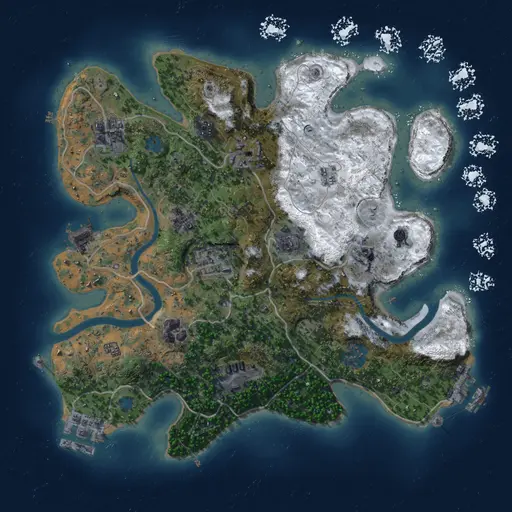 Thumbnail Rust Map: Procedural Map, Size: 3000, Seed: 7824527, 16 Monuments