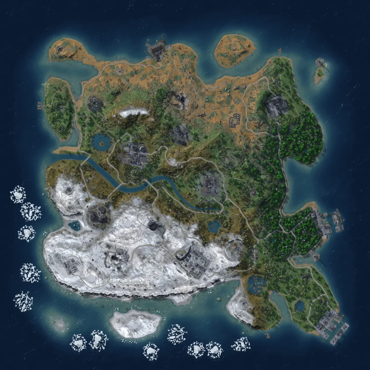 Rust Map: Procedural Map, Size: 3000, Seed: 500, 15 Monuments